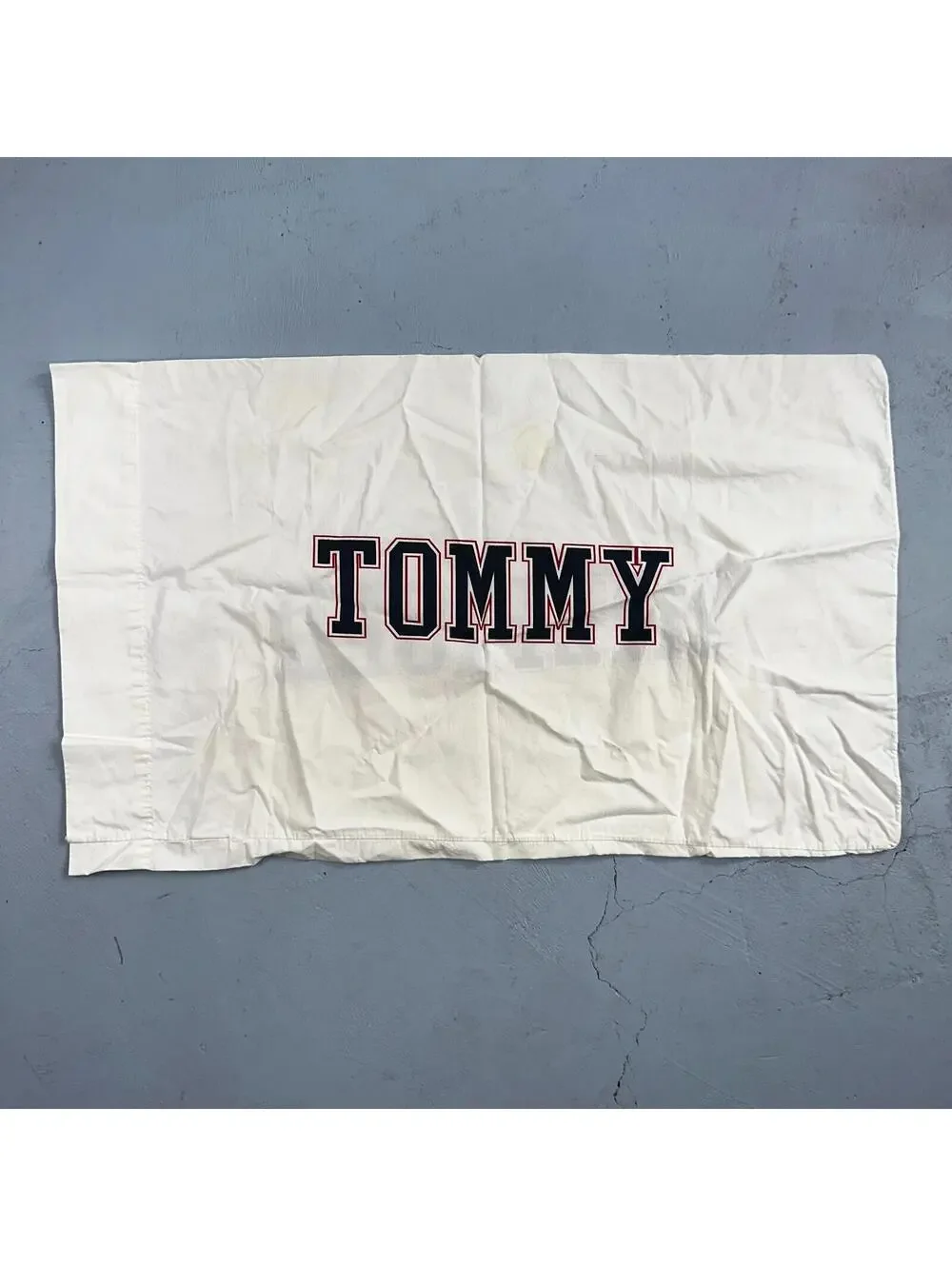 Tommy Hilfiger Vintage Standard Pillowcases White Name Spellout Cool 90s USA